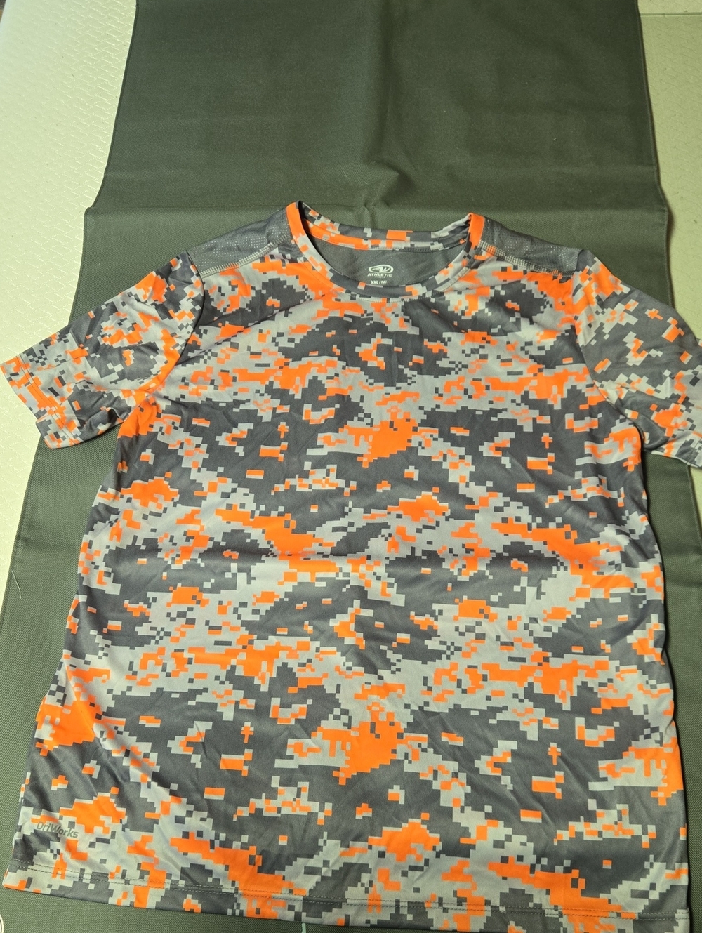Athletic Works Orange and Gray Digital Camo Performance Tee